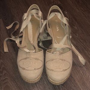 Lace up Prada Wedges